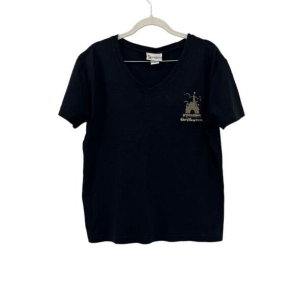 Disney Tops - Vintage Disney World 30th Anniversary V-Neck T-Shirt Black Castle Graphic